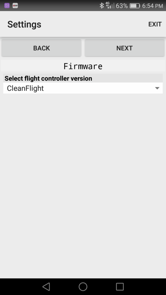 A correct flight controller type selected
