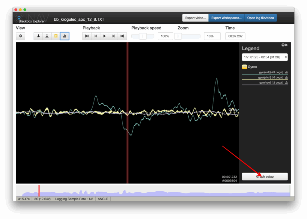 Blackbox log explorer graph setup