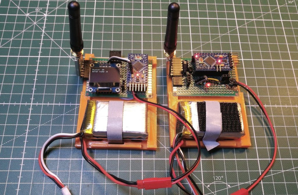 LoRa range testing equipment made with Arduino Mini and OLED screens