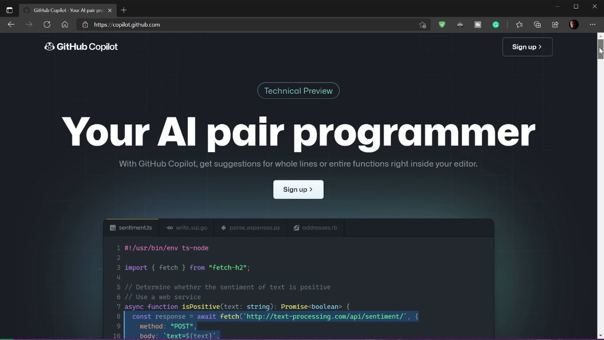 Artificial intelligence for developers - GitHub Copilot GitHub Copilot