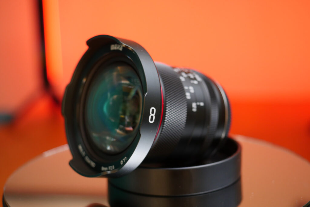 Meike wide angle, not fisheye lens, 8mm F2.8