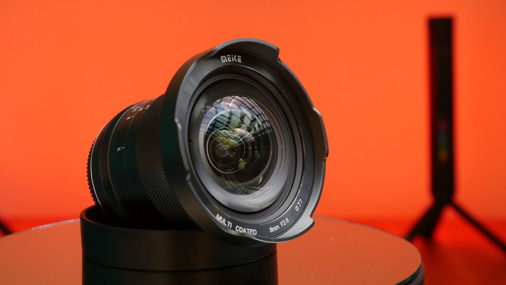 The front lens of Meike 8mm F/2.8 for MFT