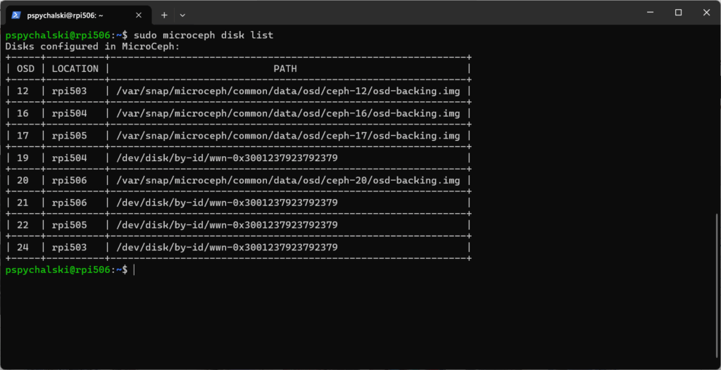 microceph disk list