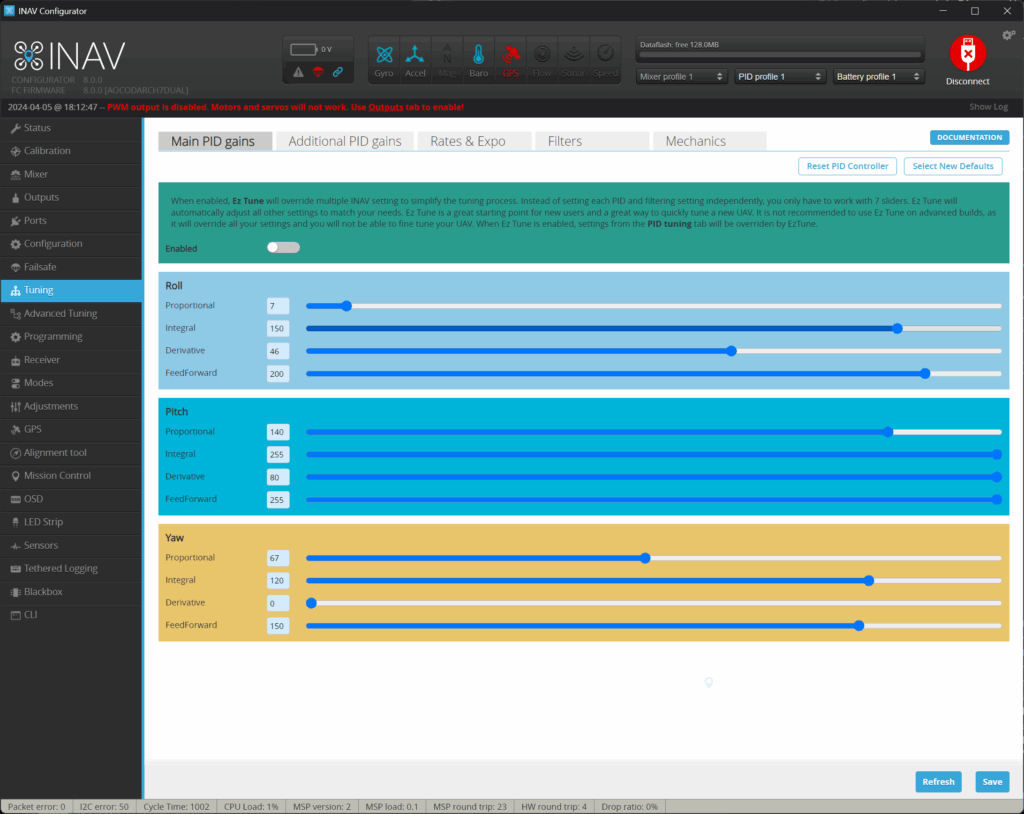 INAV PID tuning without Ez-Tune