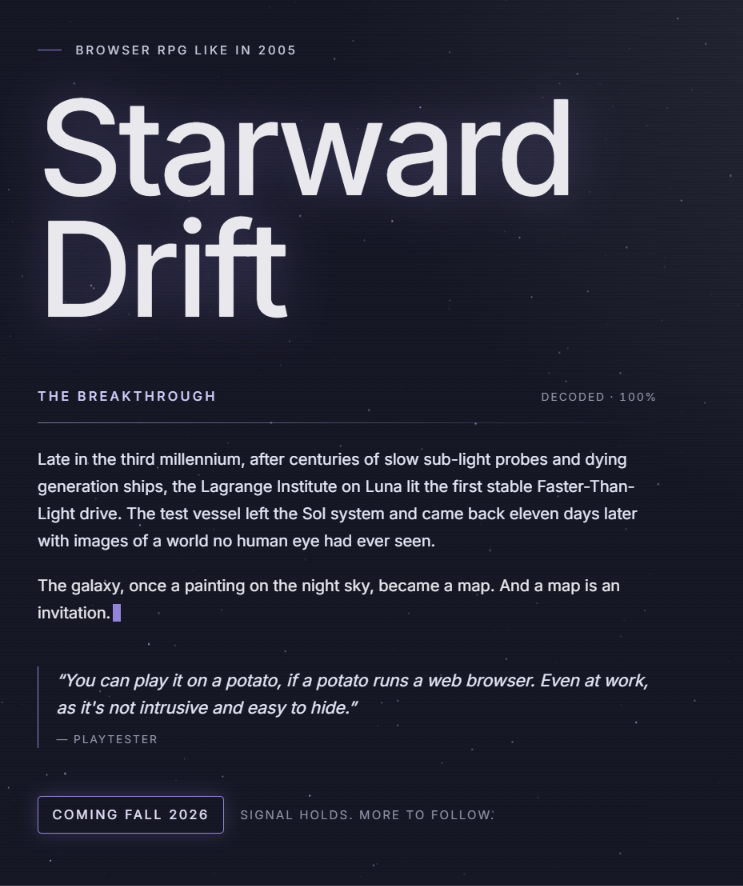 Starward Drift browser RPG
