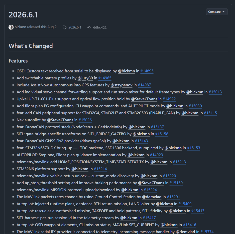 Betaflight 2026.6 release page