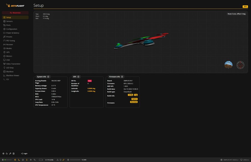 Betaflight Setup page