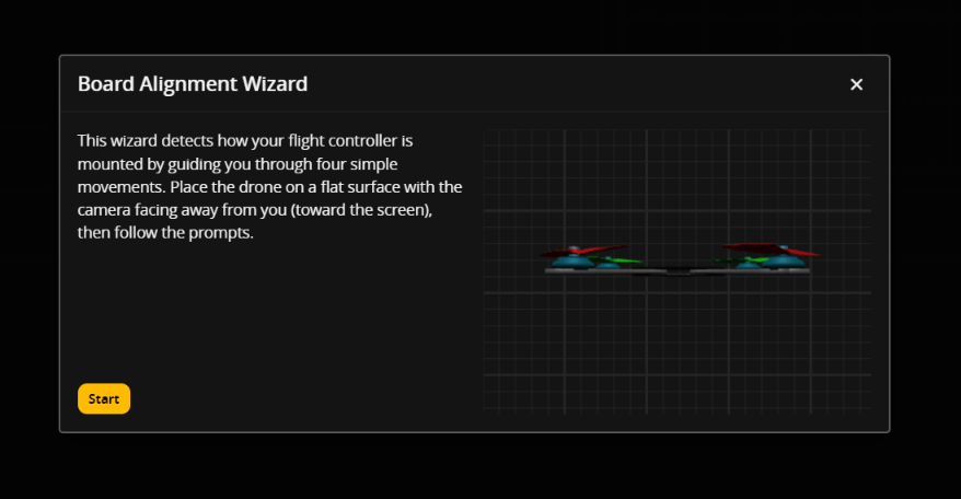 Betaflight drone alignment wizard